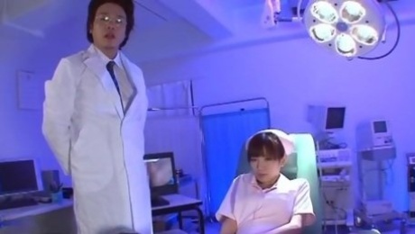 Japanese nurse with hairy pussy being pleasured - Mai Hanano