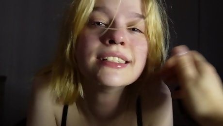 Pretty blonde face-fucked rough - Amateur POV