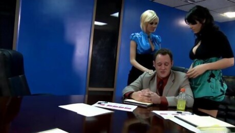 FFM threesome in the office with Jenny Handrix & Beverly Hills