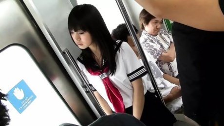Public Gangbang in Bus - Asian Teen get Fucked by many old Guys
