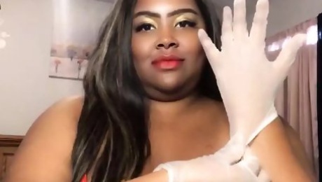 Trina Checking Her Sissies boy colon and Asshole, latex gloves