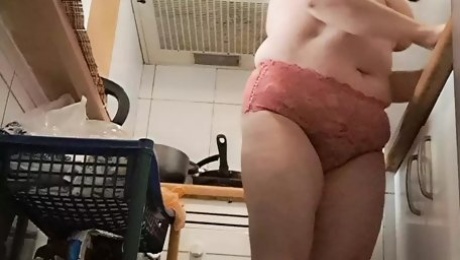 cooking in thongs for my stepson