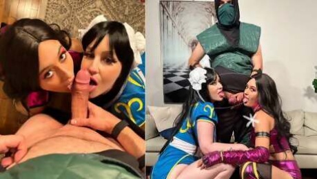 PLAYTIME Cosplay Mortal Kombat Threesome Sex