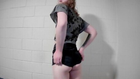 Booty shorts striptease and ass play