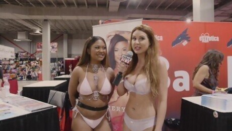 Porn Stars at Exxxotica Miami with a Naked News reporter talking Food Play