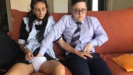 Schoolboy fucked young girl. Virgin first anal