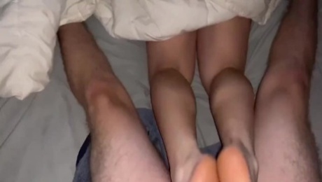 Her white toes make me cum all over