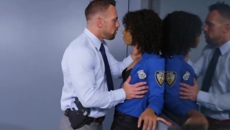 Ebony Girl In Police Uniform Gets Fucked By Other Cop