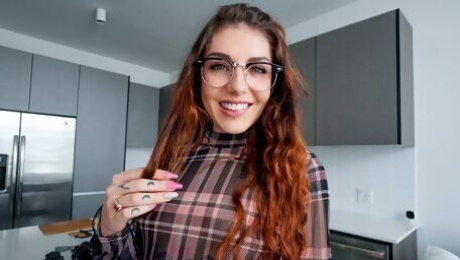 Video  Glasses wearing beauty Brenna McKenna sucking dick happily